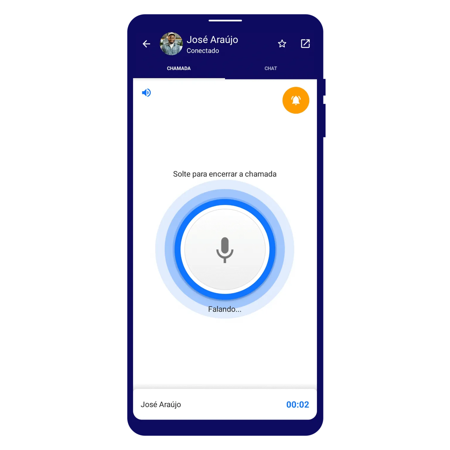 App BiPTT en una llamada de voz en tiempo real