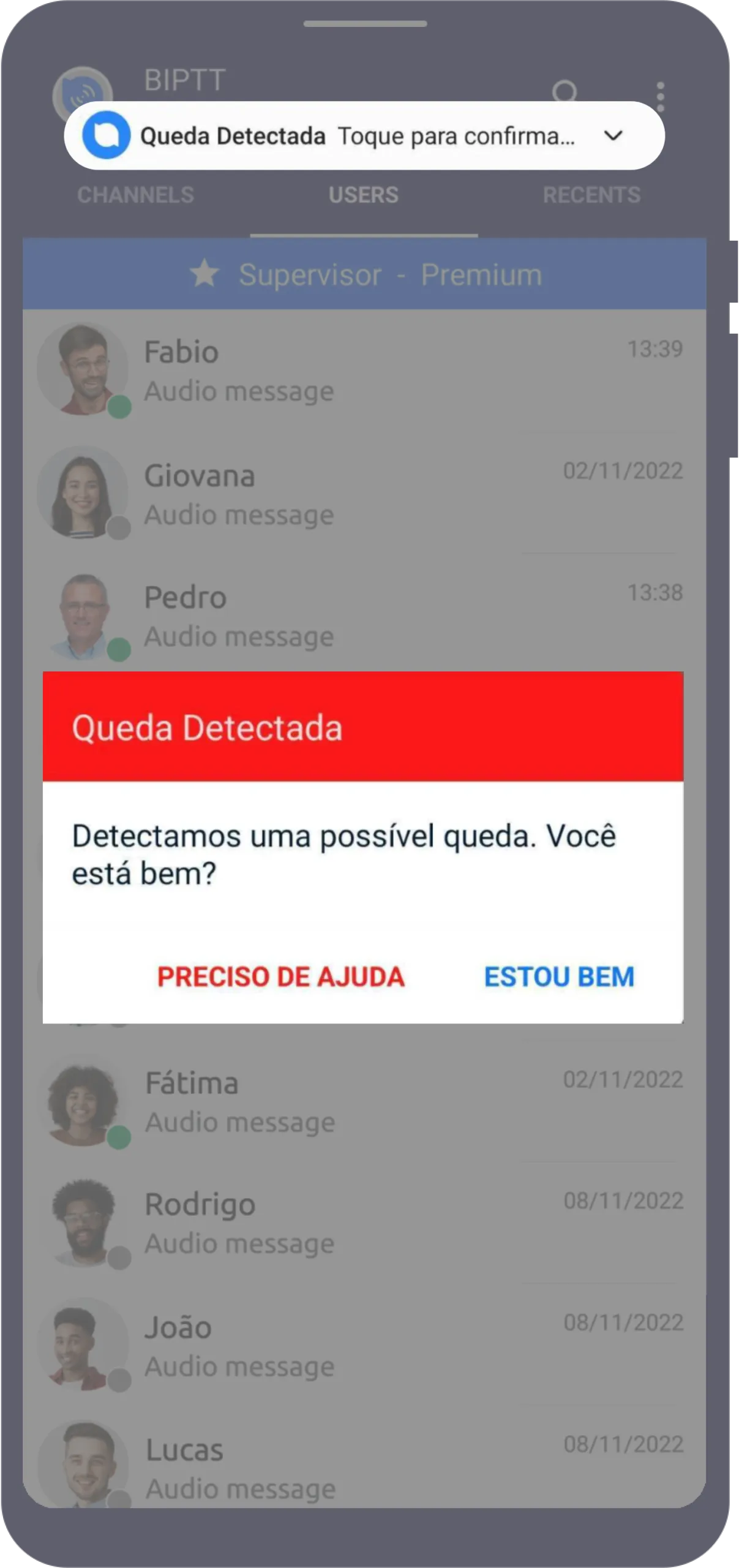 No-movement detection screen