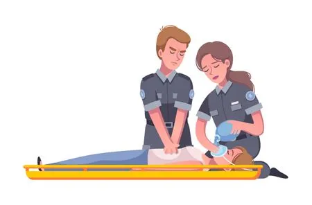 Socorristas de atención prehospitalaria atendiendo a un paciente