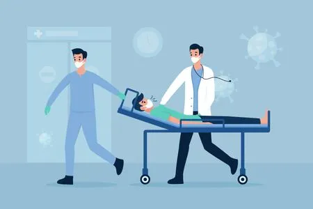 Médicos llevando a un paciente sobre una camilla en una atención prehospitalaria