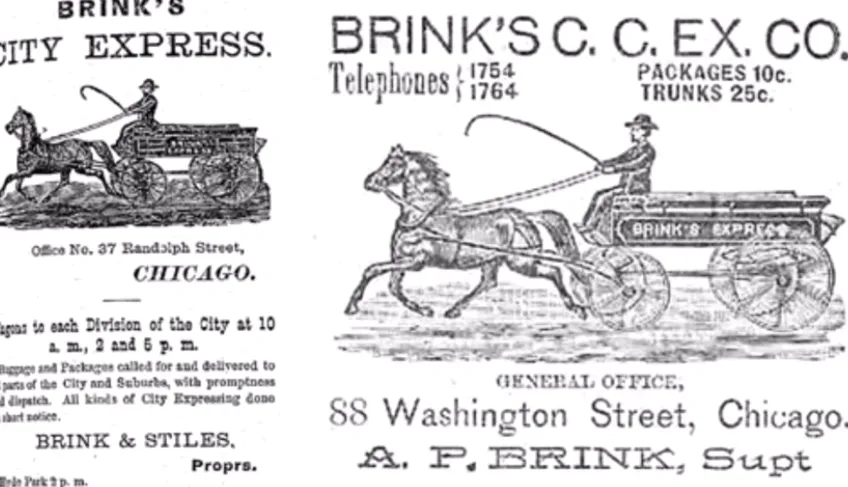 anuncio del carro blindado de brink's en 1859