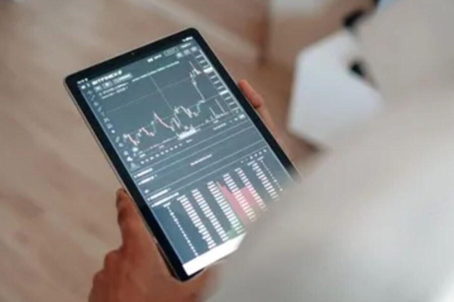 tablet com gráficos